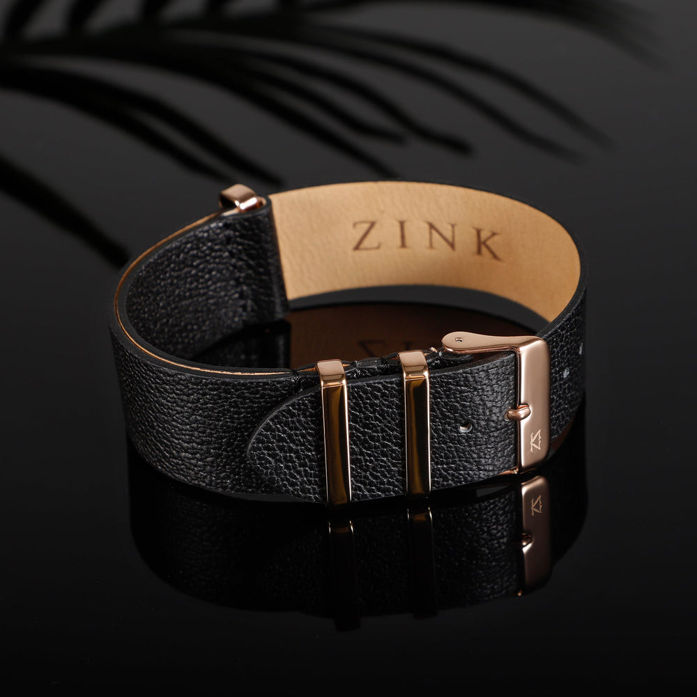 Zink Men's Leather Watch Band - Black | Zlb001bwg by i-watch