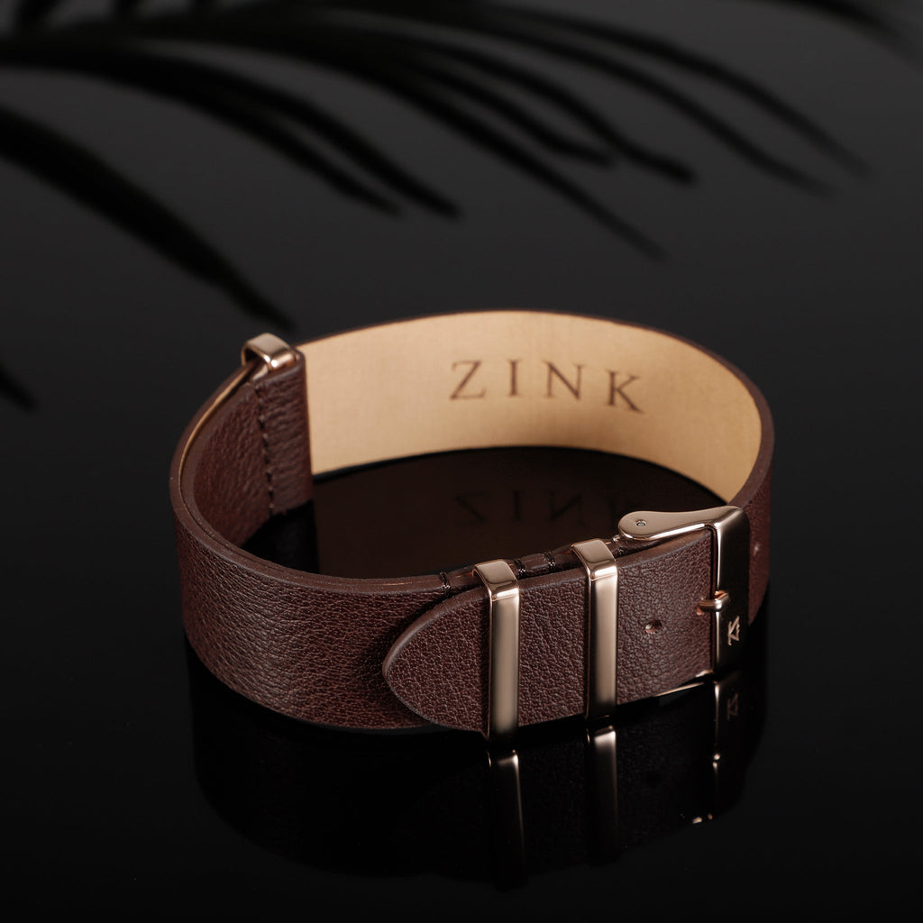 Zink Men's Leather Watch Band - Brown | Zlb001bwrg
