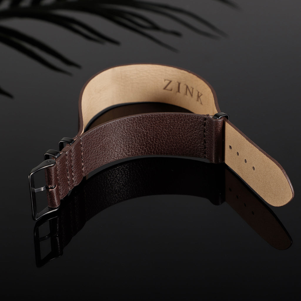 Zink Men's Leather Watch Band - Brown | Zlb001dbwb