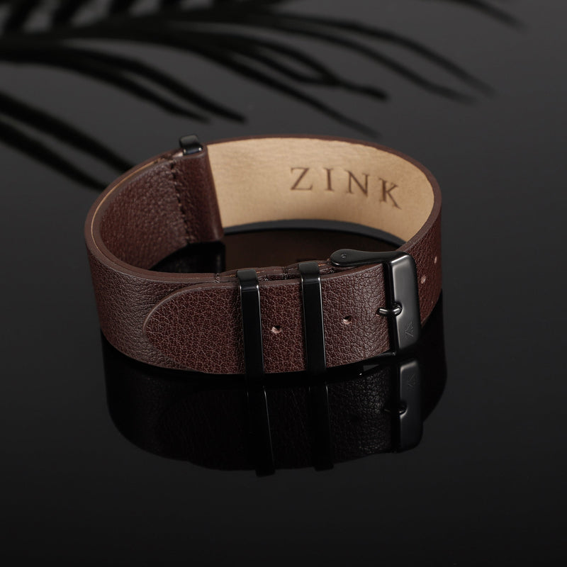 Zink Men's Leather Watch Band - Brown | Zlb001dbwb by i-watch