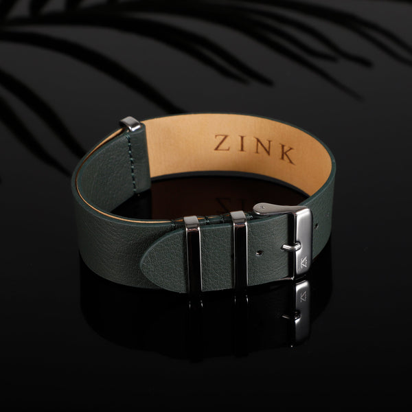 Zink Men's Leather Watch Band - Dark Green | Zlb001dgb
