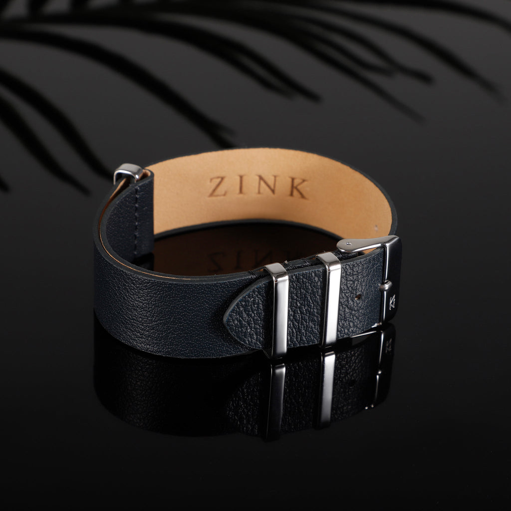 Zink Men's Leather Watch Band - Dark Blue | Zlb002dbs