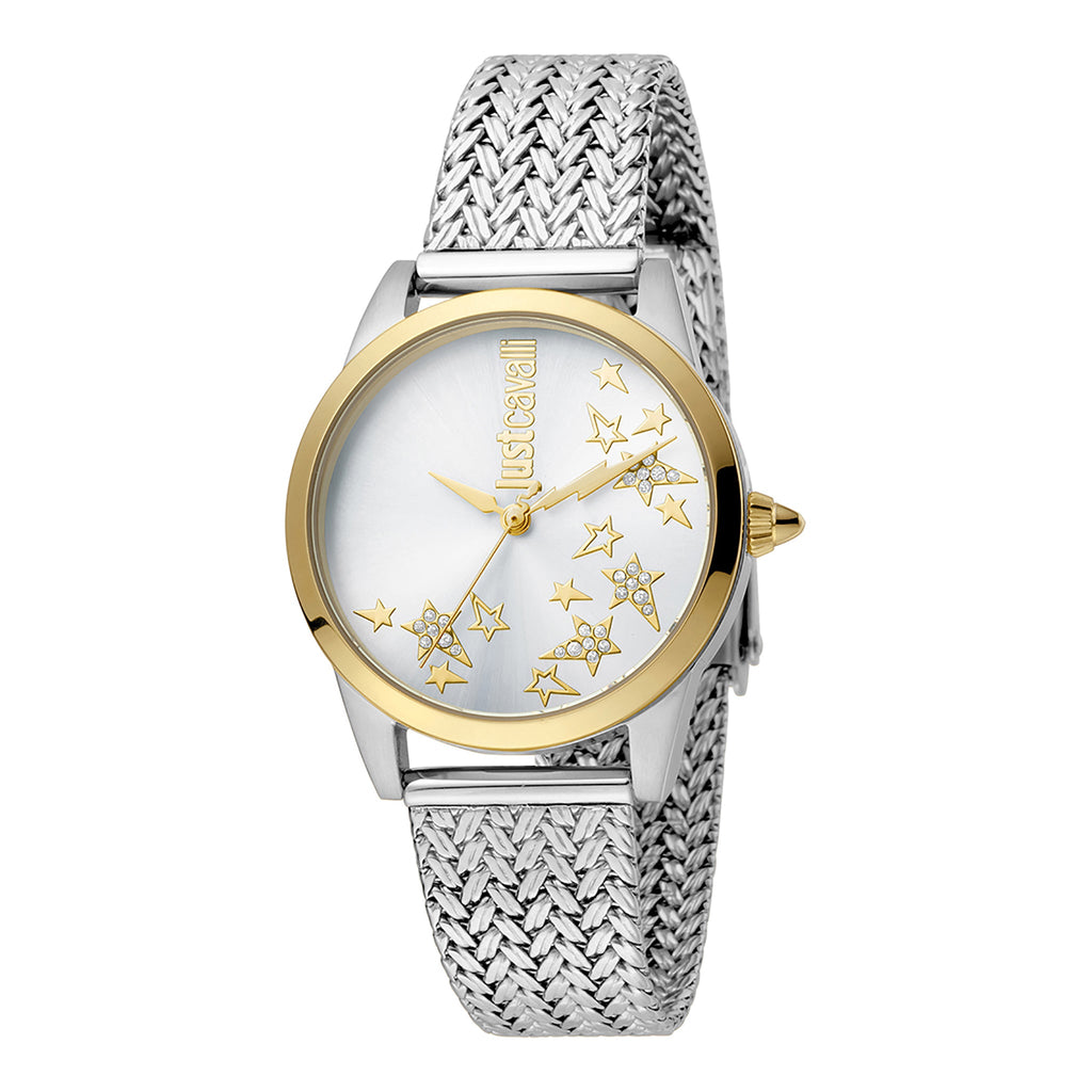 JUST CAVALLI Women's Watch with Silver Stainless Steel Case and Silver Stainless Steel Band