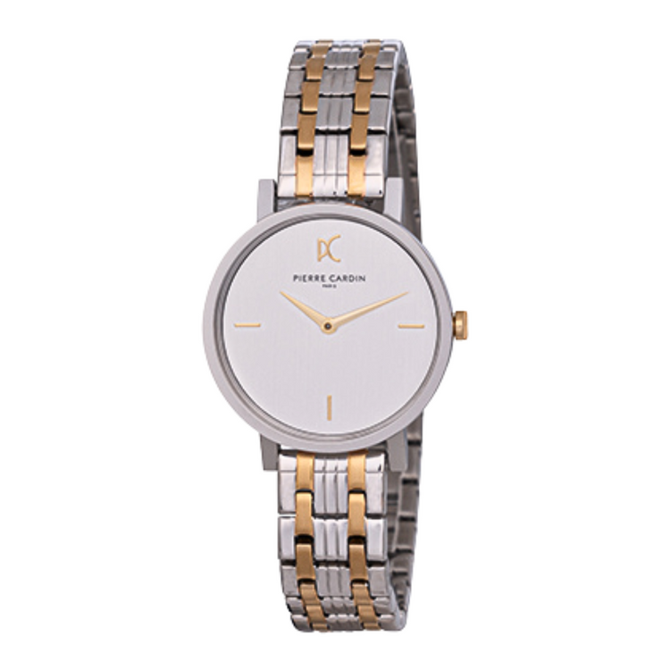 PIERRE CARDIN Women's Watch with Silver Metal Case and Silver & Gold Metal Band