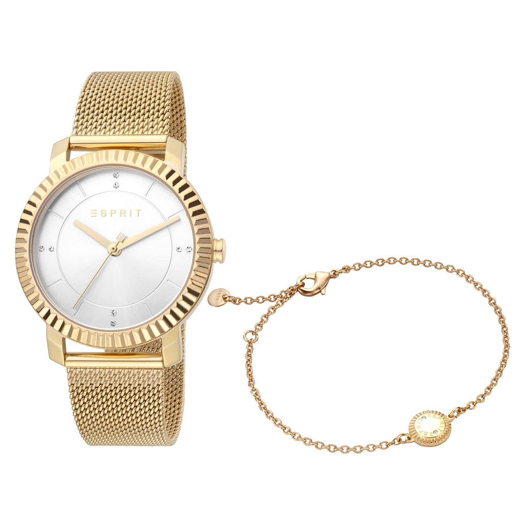 ESPRIT Women's Watch with Gold Stainless Steel Case and Gold Stainless Steel Band