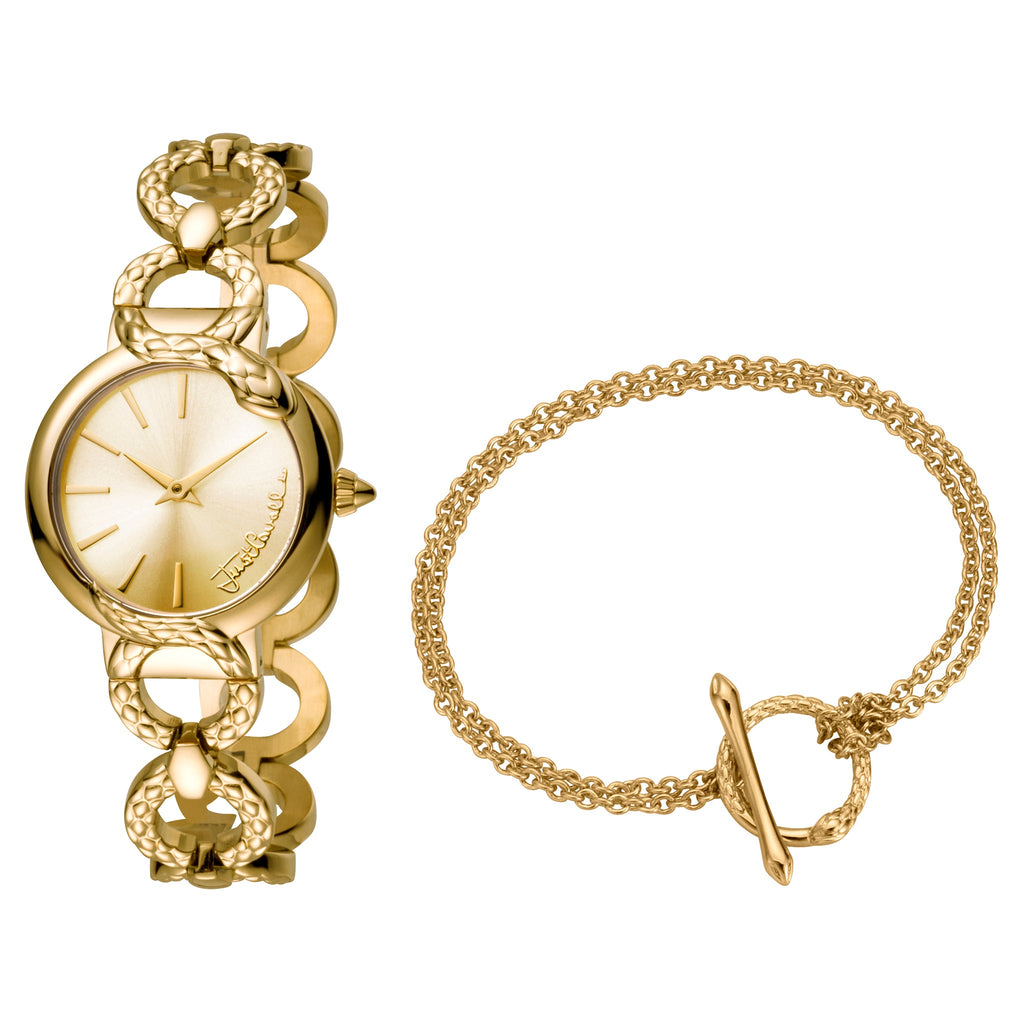 JUST CAVALLI Women's Watch with Gold Stainless Steel Case and Gold Stainless Steel Band