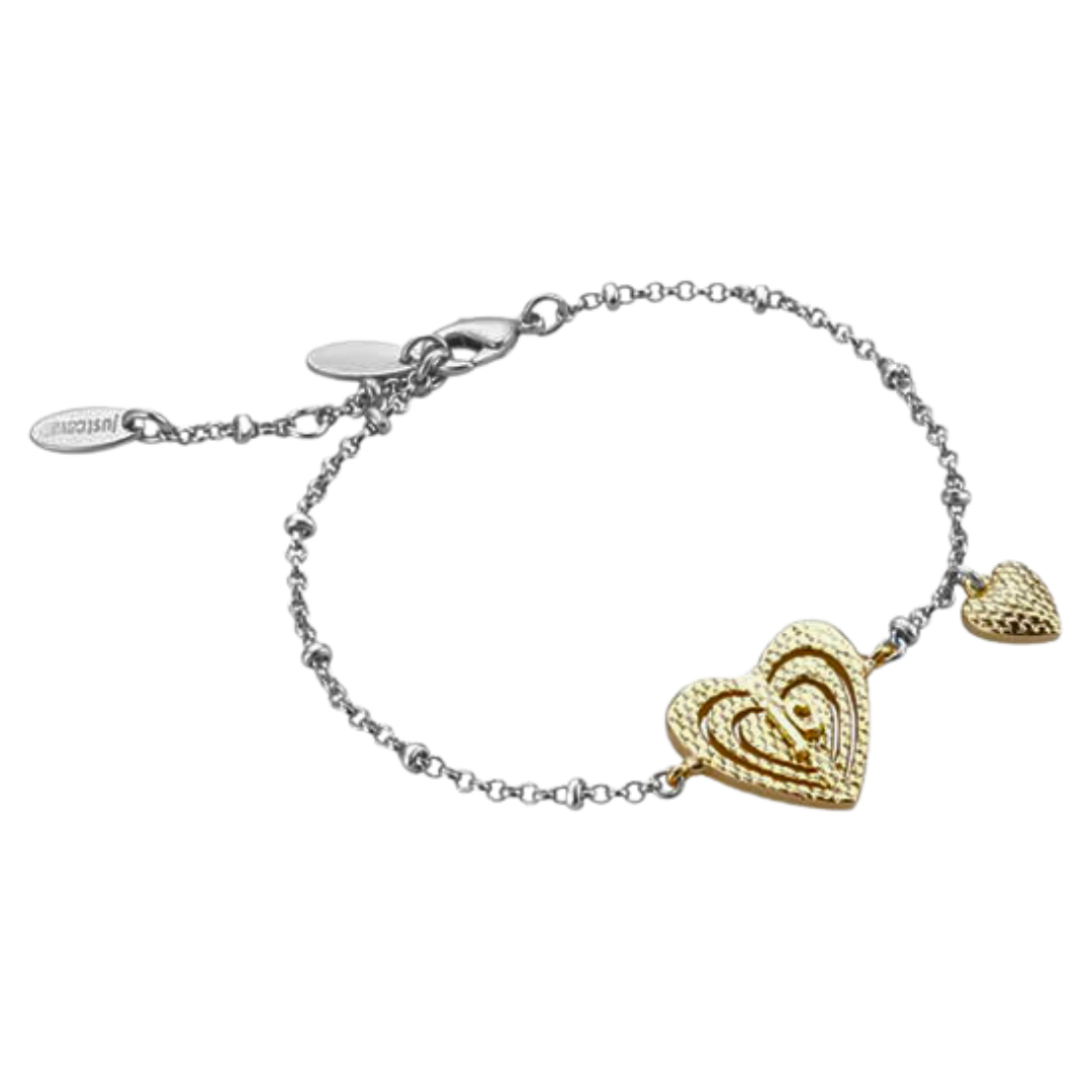 a bracelet with two hearts on it