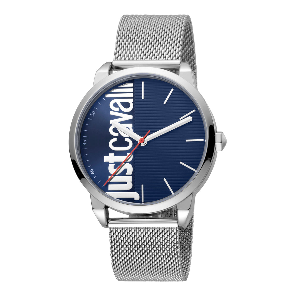 JUST CAVALLI JC1G079M0055 ELEGANT BLUE DIAL MEN'S WATCH - TIMELESS SILVER STAINLESS STEEL