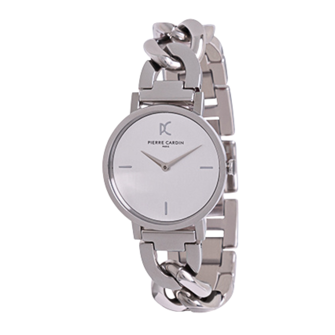 PIERRE CARDIN Women's Watch with Silver Metal Case and Silver Metal Band