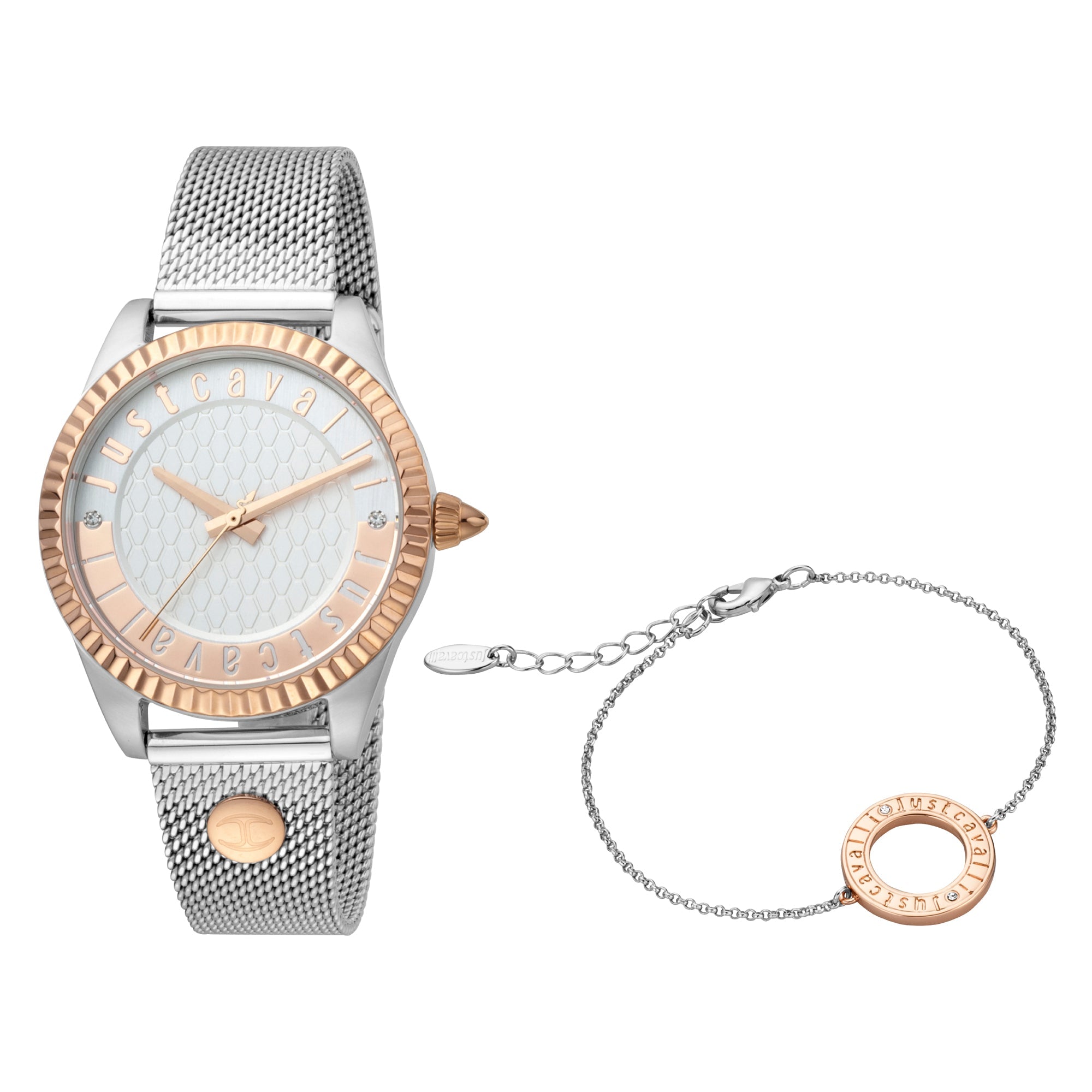 JUST CAVALLI Women's Watch with Silver Stainless Steel Case and Silver Stainless Steel Band