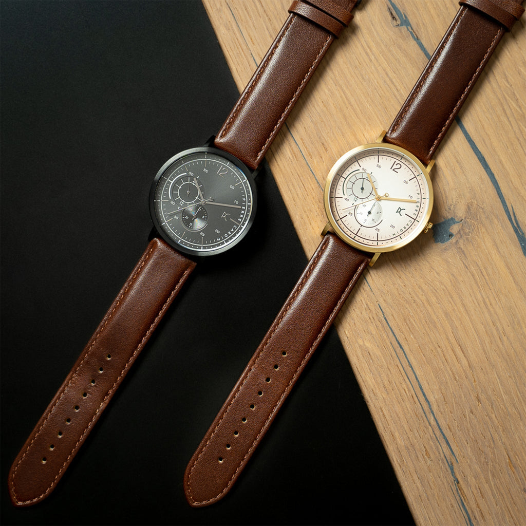 PIERRE CARDIN CBN.3022 MEN'S ELEGANT GOLD STAINLESS STEEL WATCH - BROWN LEATHER BAND-i-Watch-6