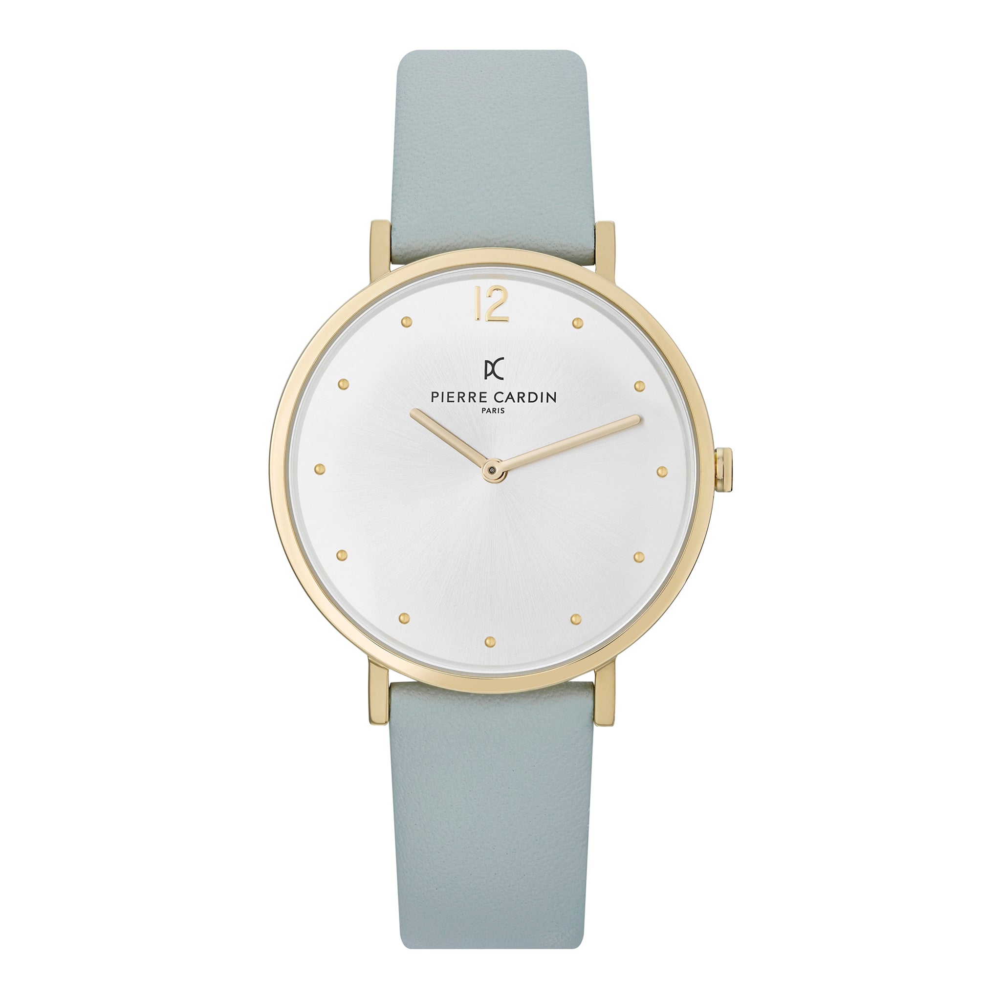 PIERRE CARDIN Women's Watch with Gold Stainless Steel Case and Mint Green Leather Band