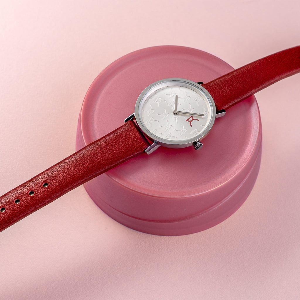 PIERRE CARDIN Women's Watch with Silver Stainless Steel Case and Red Leather Band-i-Watch-6