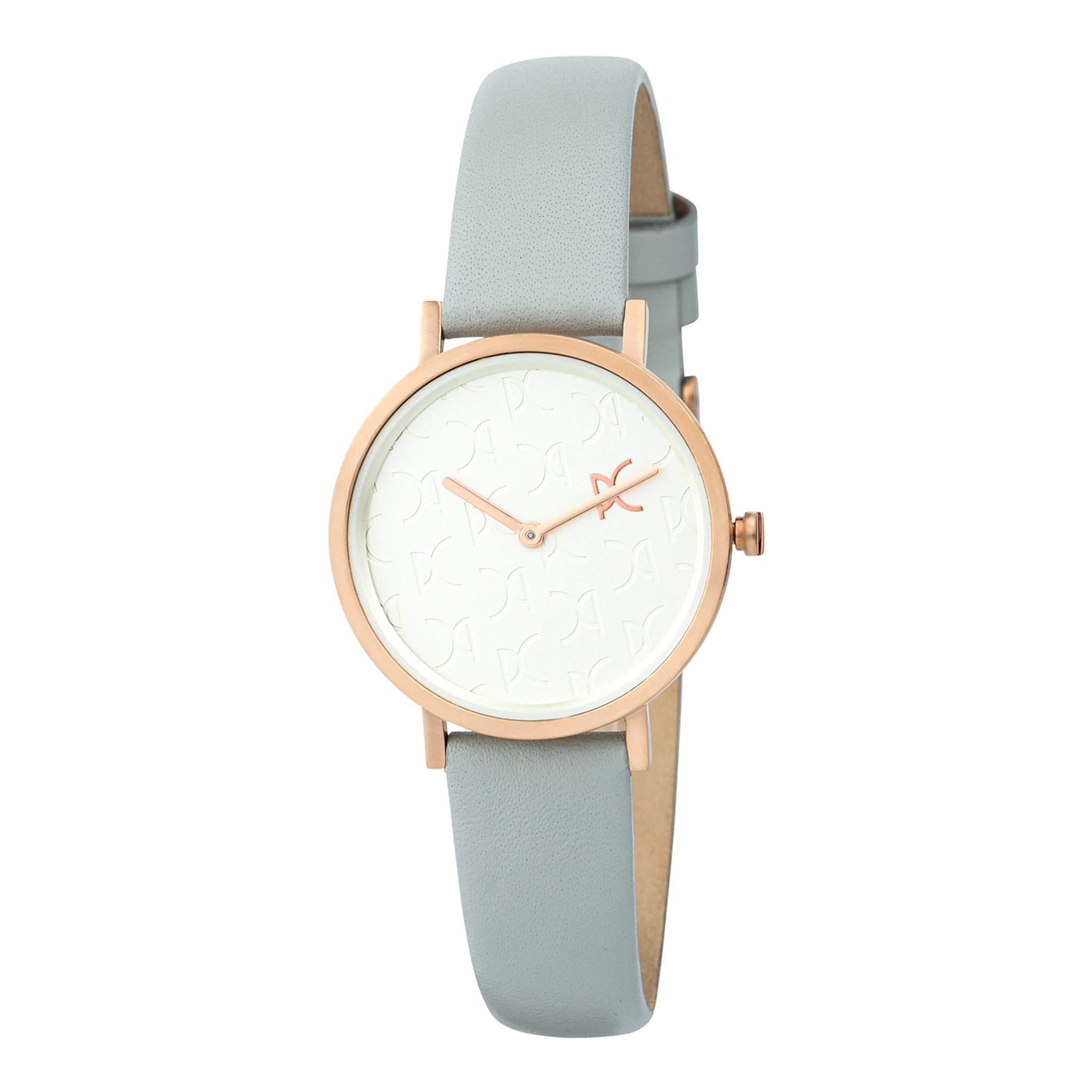 PIERRE CARDIN Women's Watch with Rose Gold Stainless Steel Case and Gray Leather Band