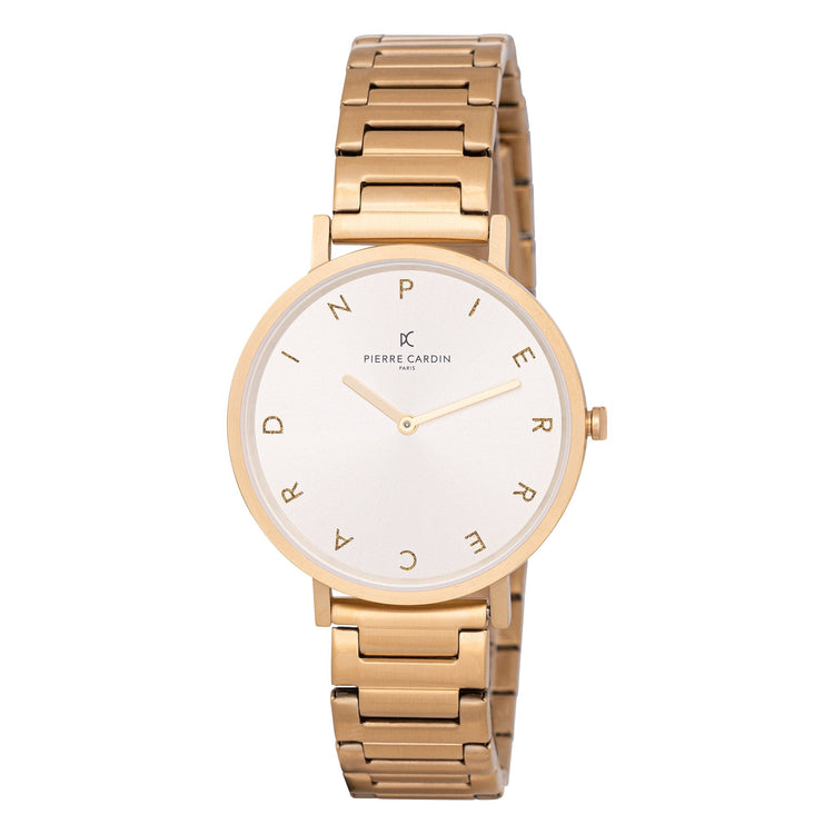 PIERRE CARDIN Women's Watch with Gold Metal Case and Gold Metal Band