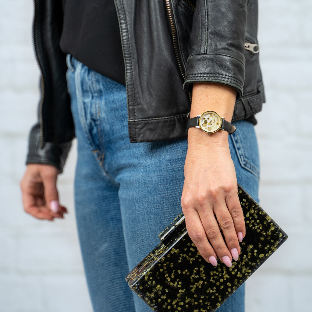 PIERRE CARDIN Women's Watch with Gold Stainless Steel Case and Black Leather Band-i-Watch-6