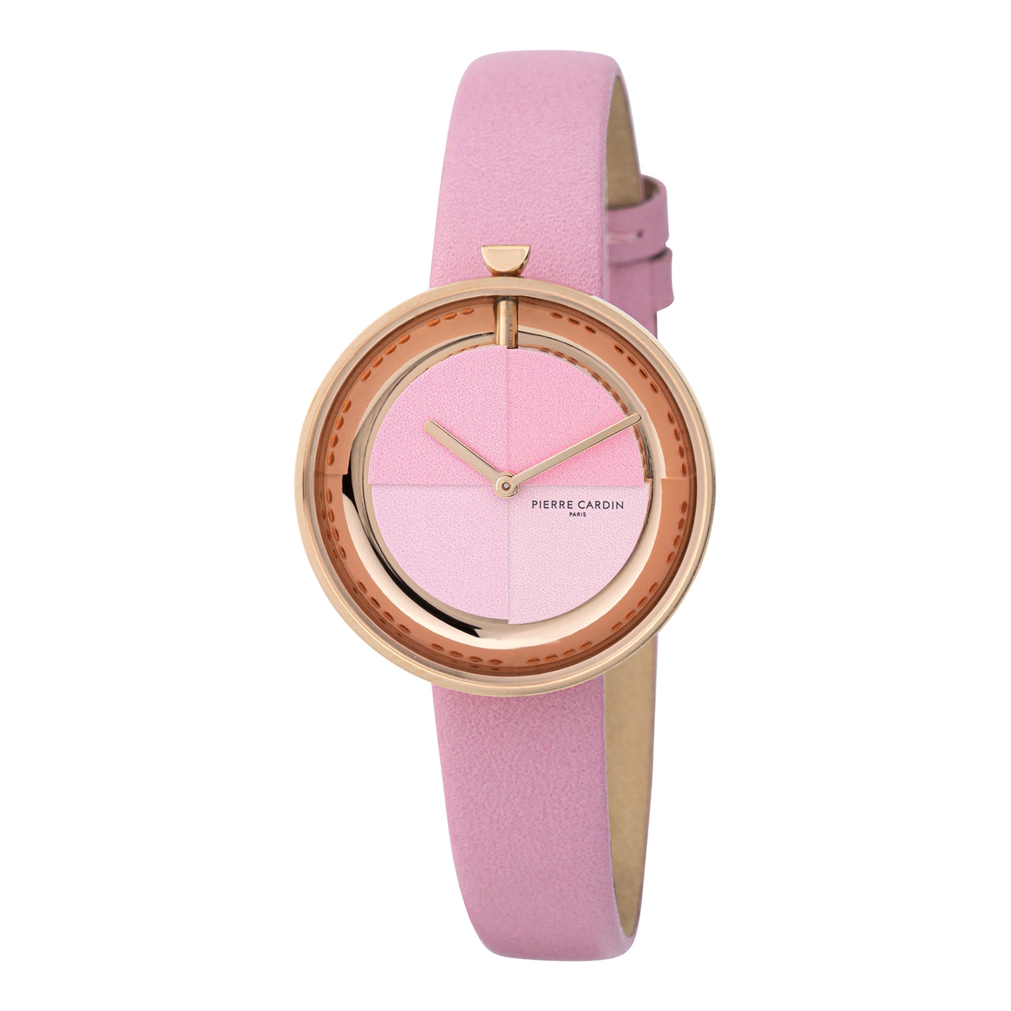 PIERRE CARDIN Women's Watch with Rose Gold Stainless Steel Case and Pink Leather Band