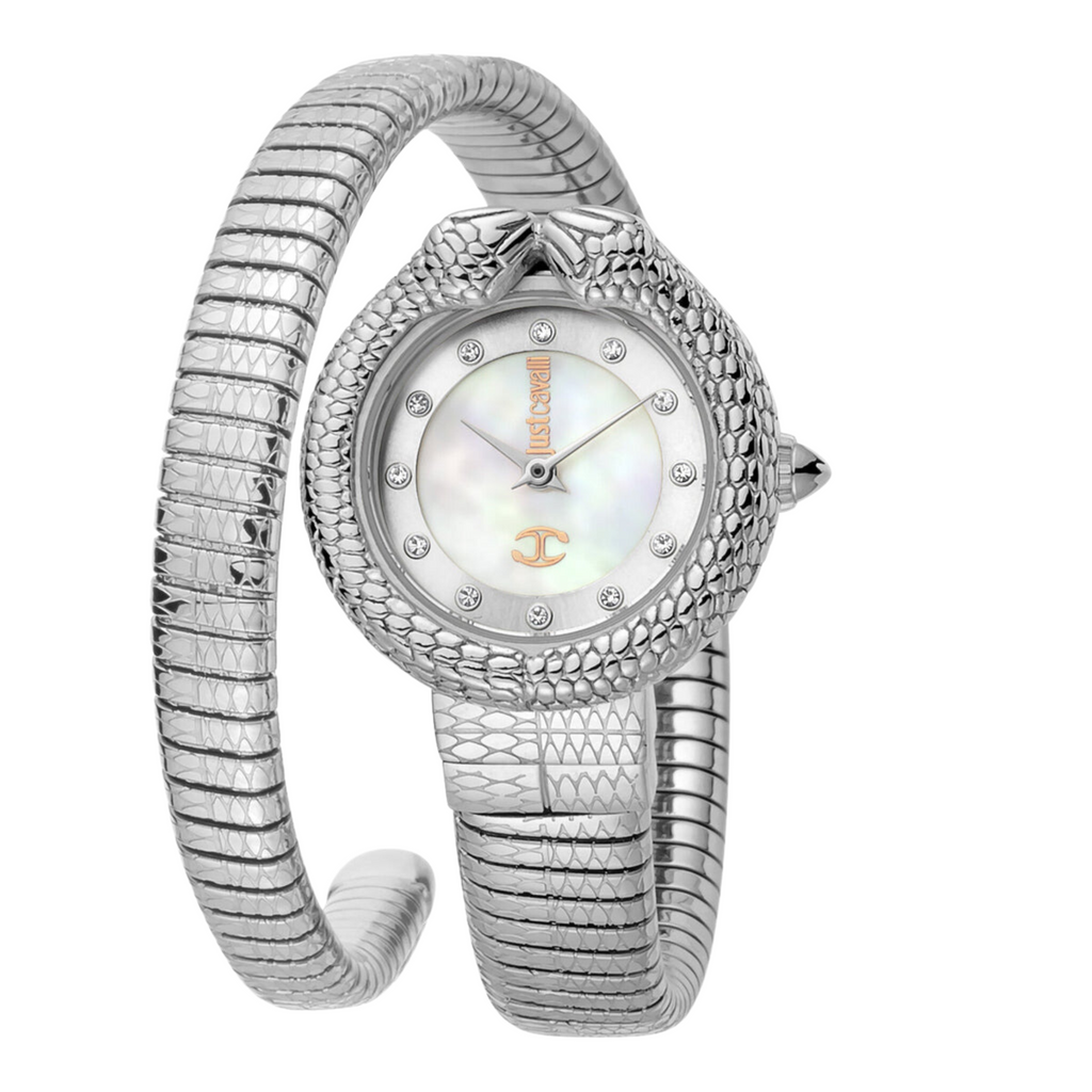 JUST CAVALLI Women's Watch with Silver Stainless Steel Case and Silver Stainless Steel Band