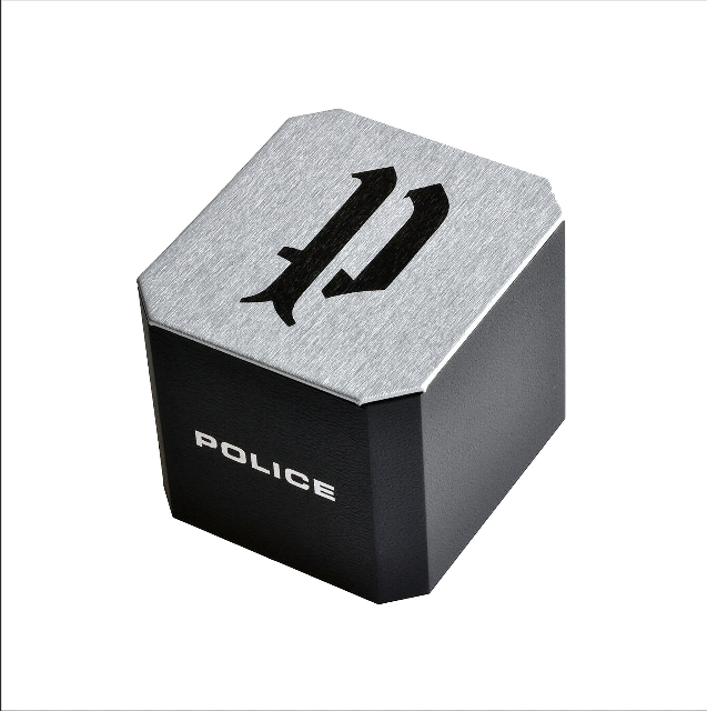 a black and silver box with a black arrow on it