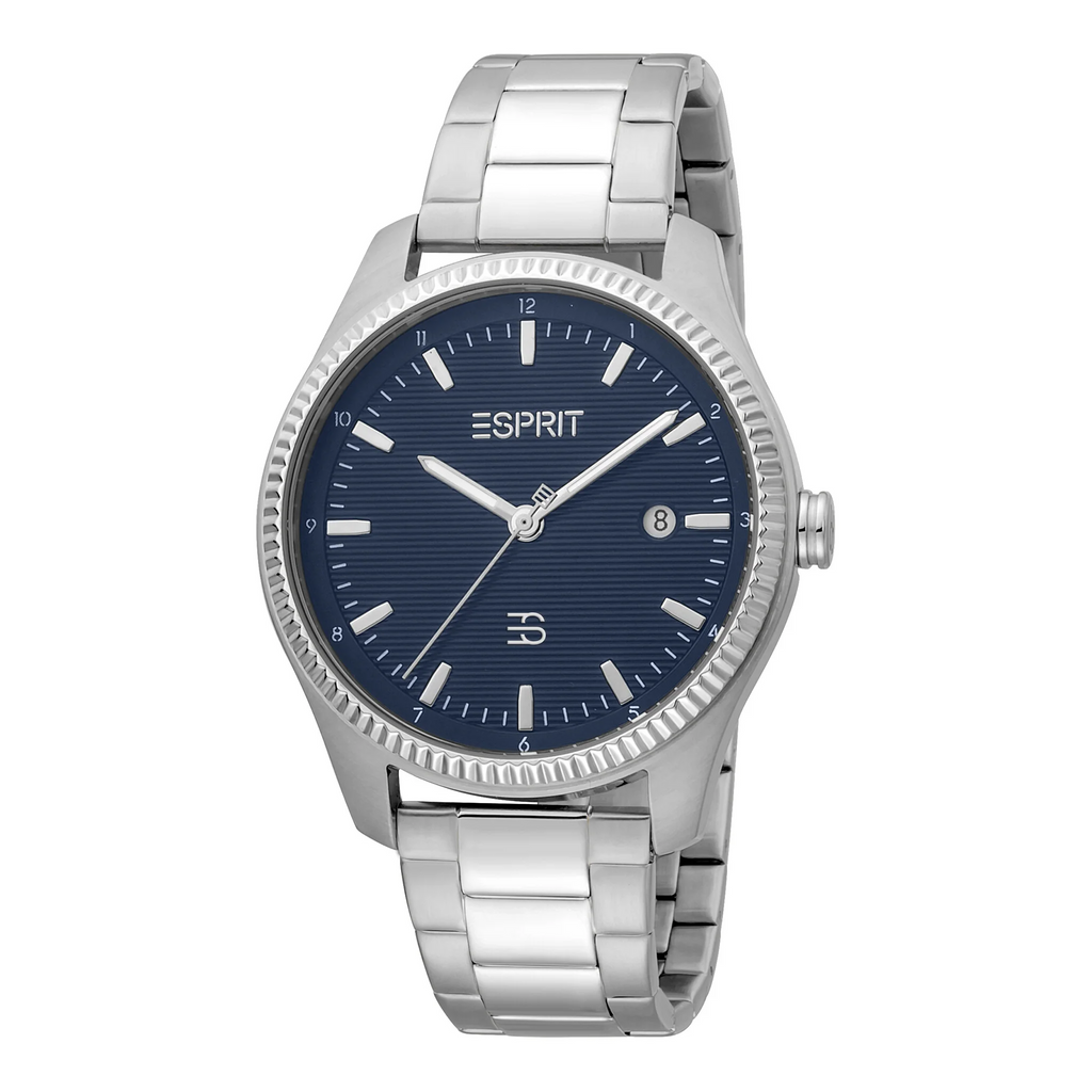 ESPRIT MEN'S SILVER STAINLESS STEEL TIMEPIECE - ELEGANT BLUE DIAL CHARM