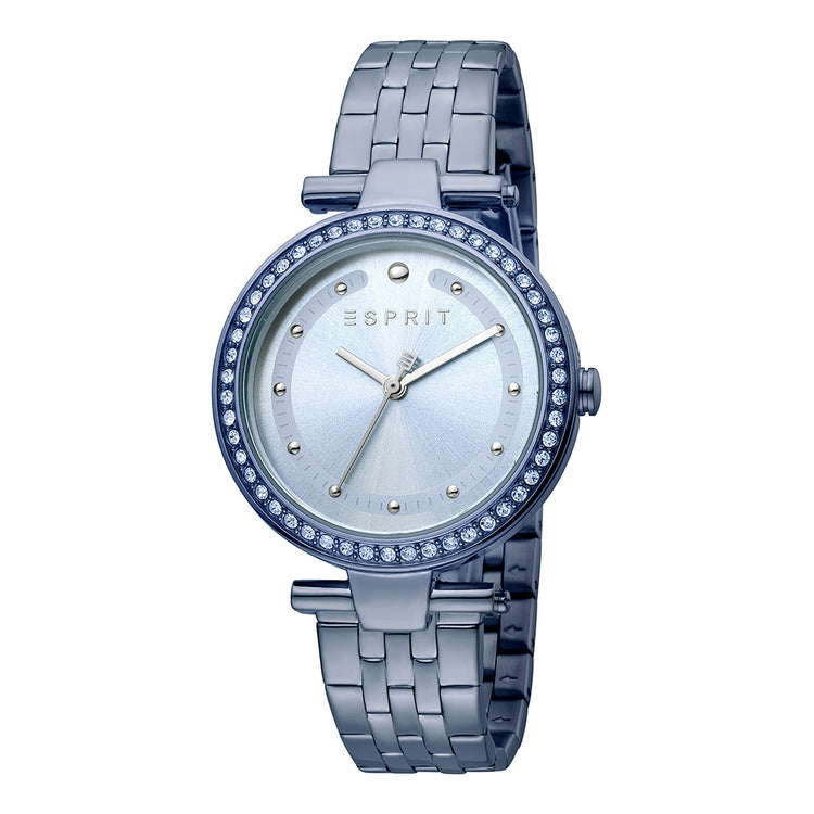 ESPRIT Women's Watch with Silver Stainless Steel Case and Blue Stainless Steel Band