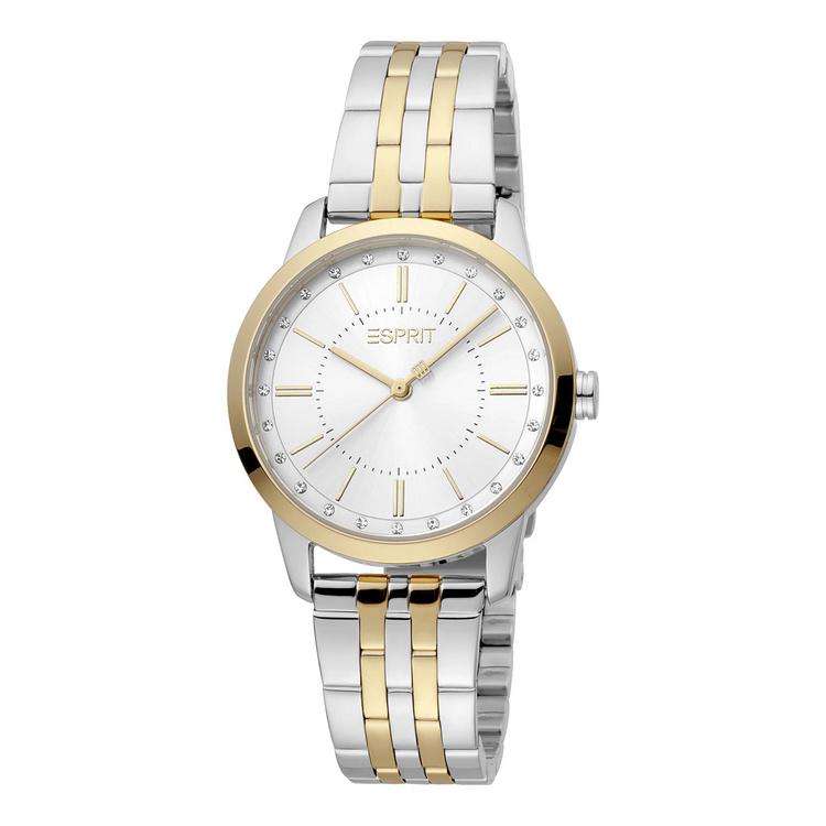 ESPRIT Women's Watch with Silver Stainless Steel Case and Silver & Gold Stainless Steel Band