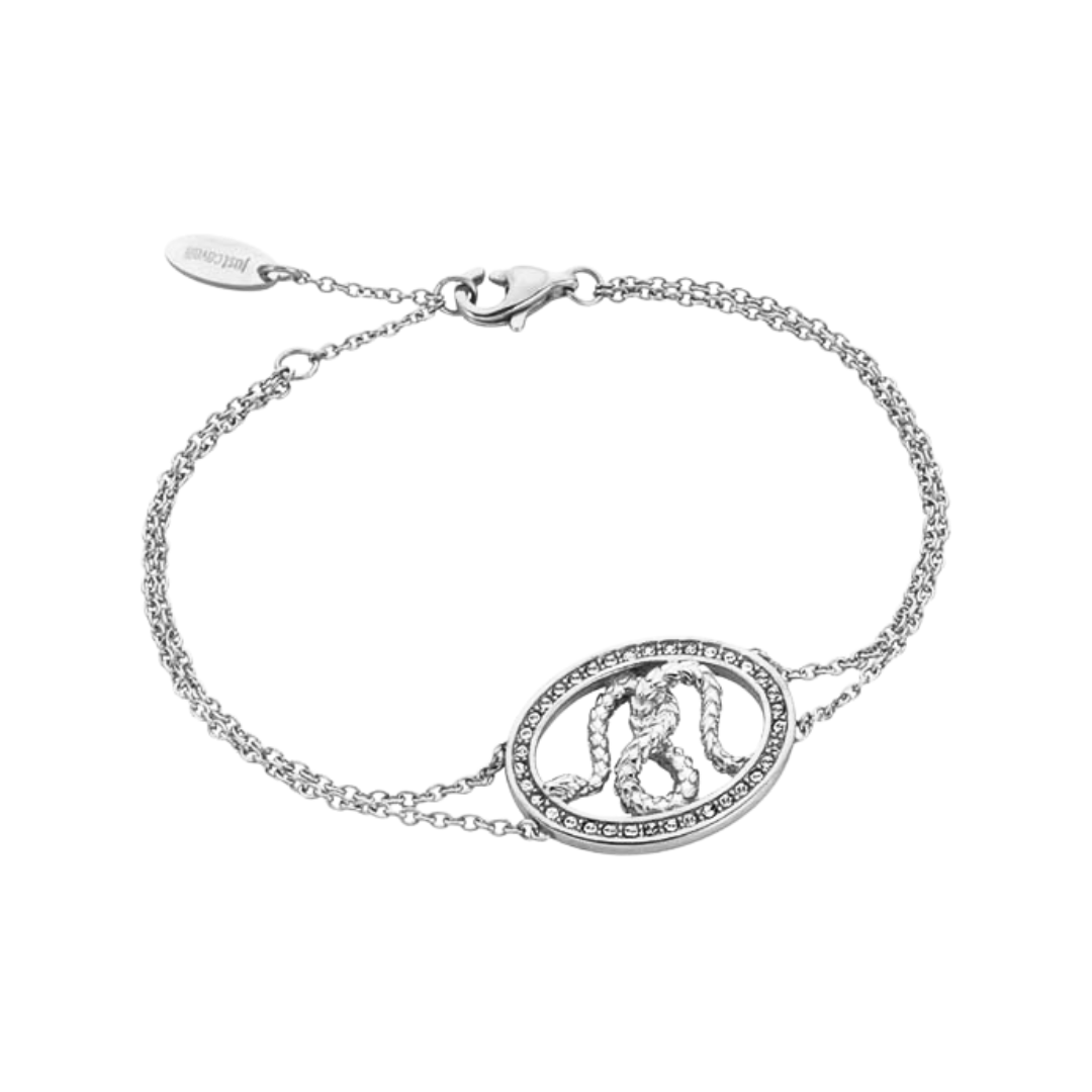 a silver bracelet with a horse on it