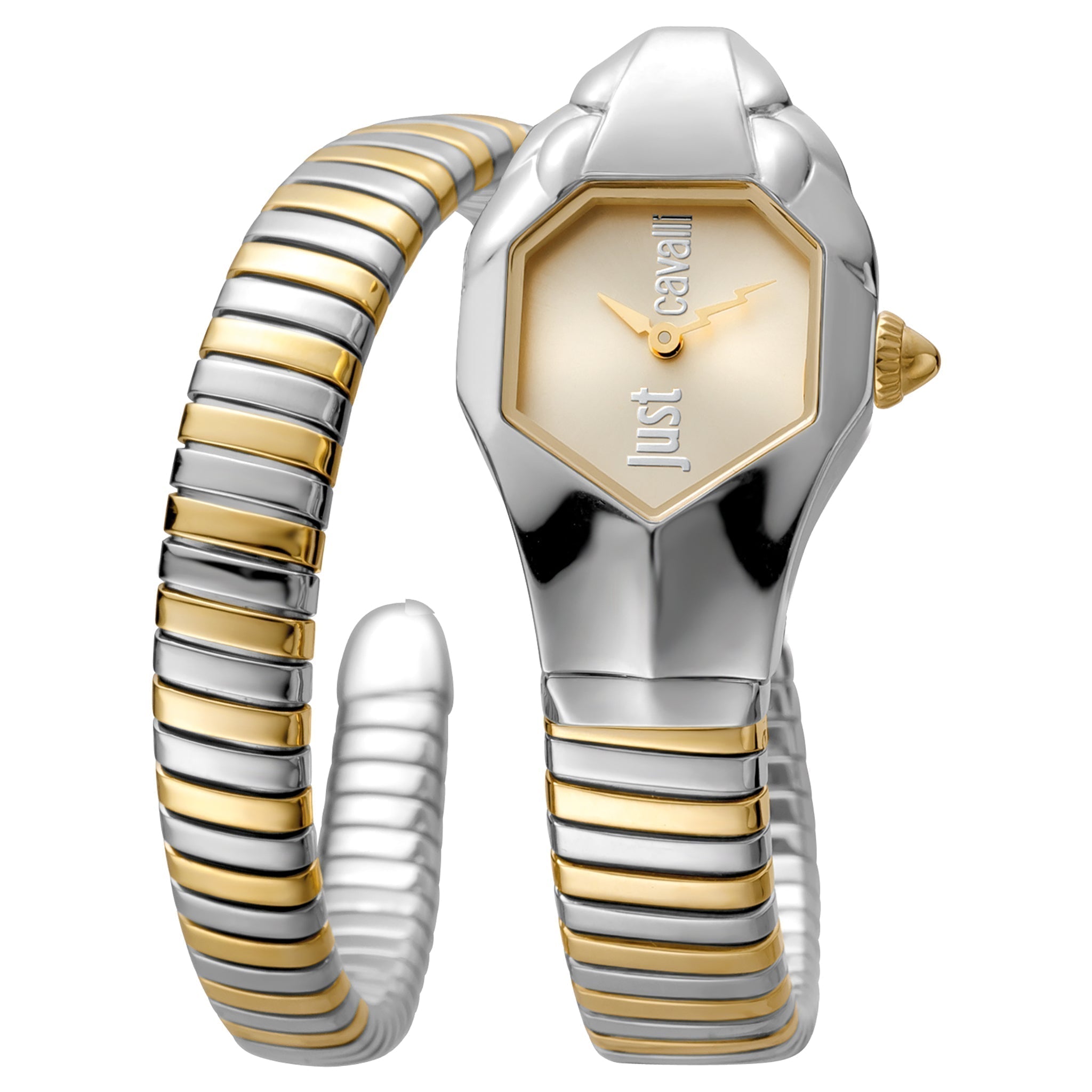 JUST CAVALLI Women's Watch with Silver & Gold Stainless Steel Case and Silver & Gold Stainless Steel Band