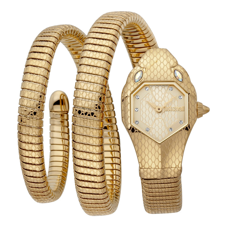 JUST CAVALLI Women's Watch with Gold Stainless Steel Case and Gold Stainless Steel Band