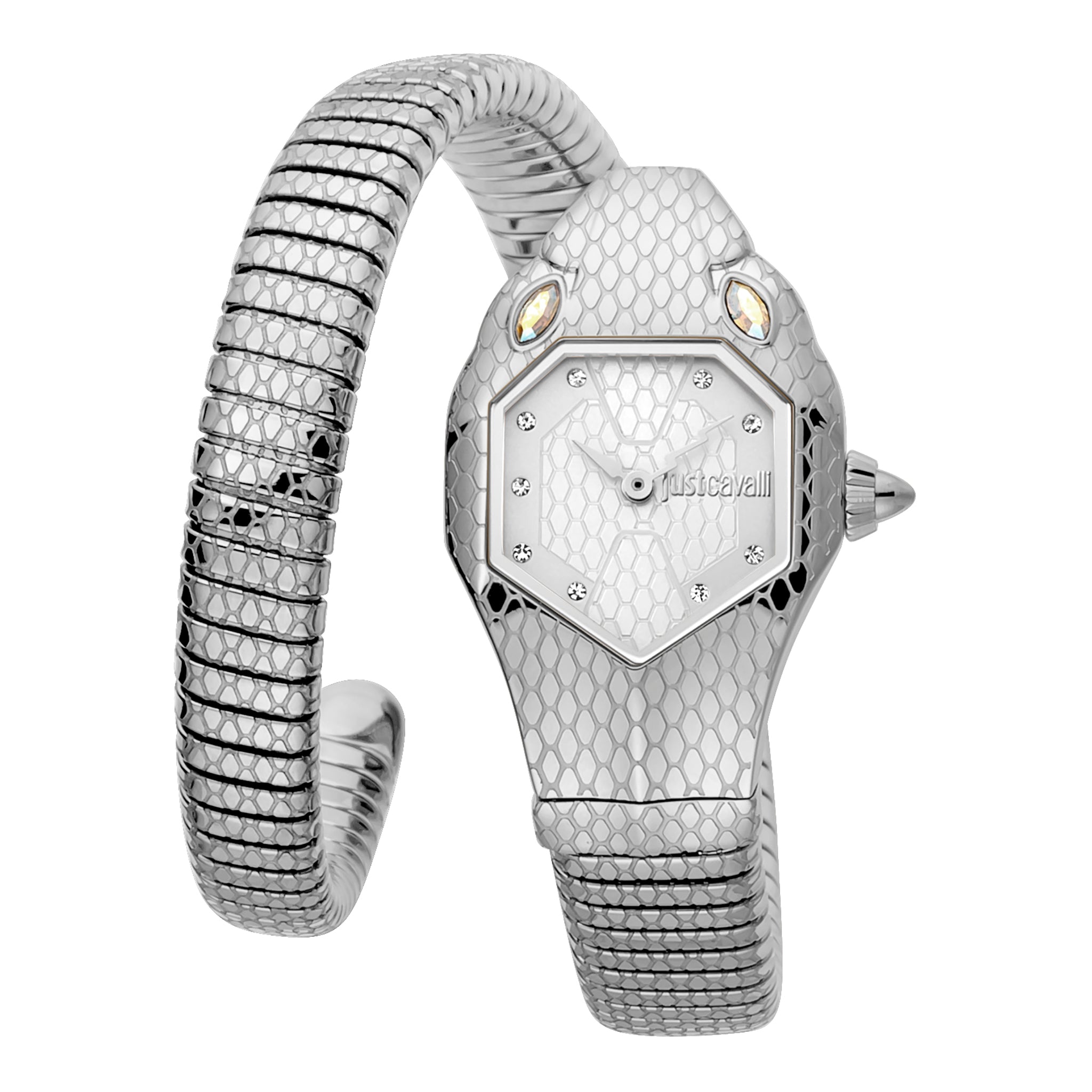 JUST CAVALLI Women's Watch with Silver Stainless Steel Case and Silver Stainless Steel Band