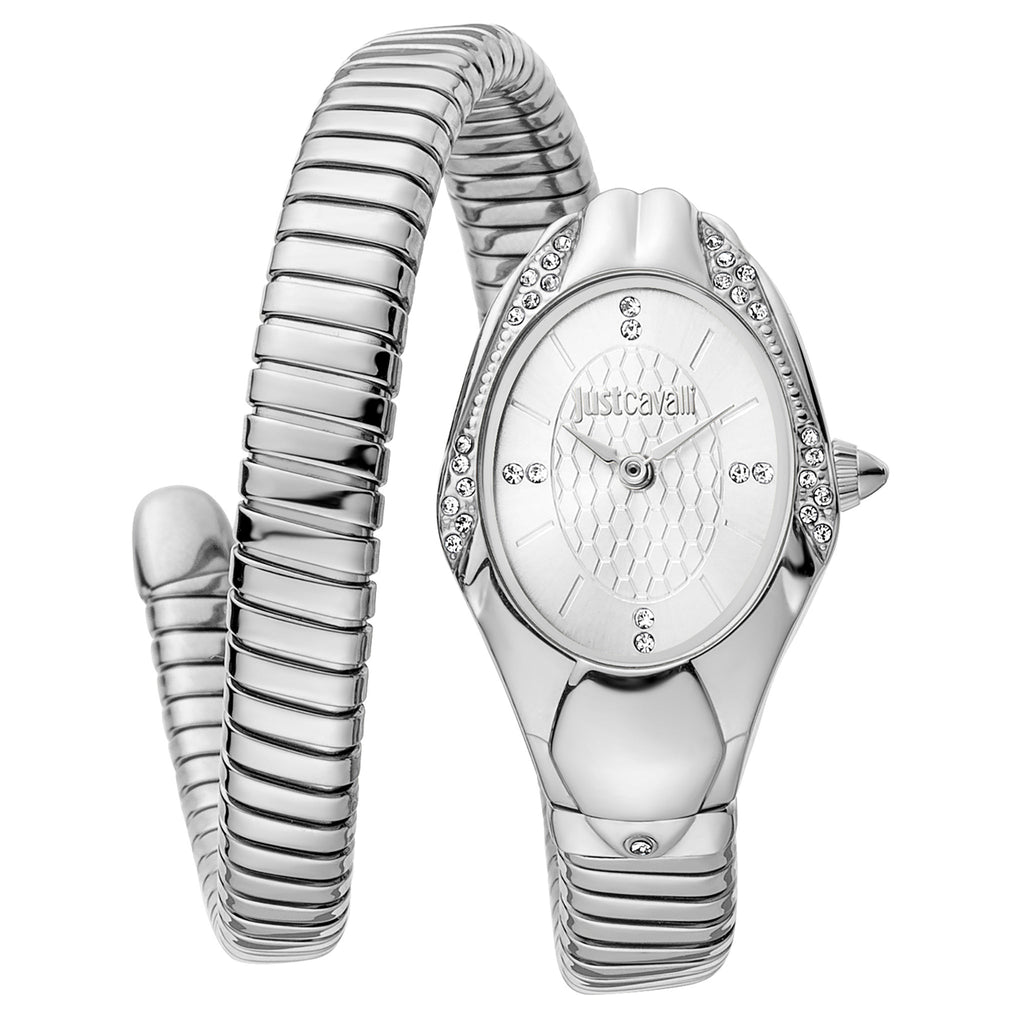 JUST CAVALLI Women's Watch with Silver Stainless Steel Case and Silver Stainless Steel Band