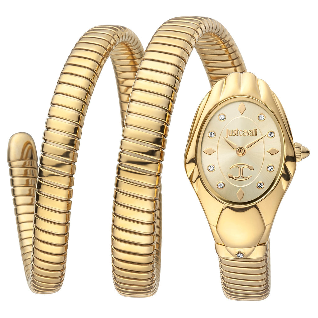 JUST CAVALLI Women's Watch with Gold Stainless Steel Case and Gold Stainless Steel Band